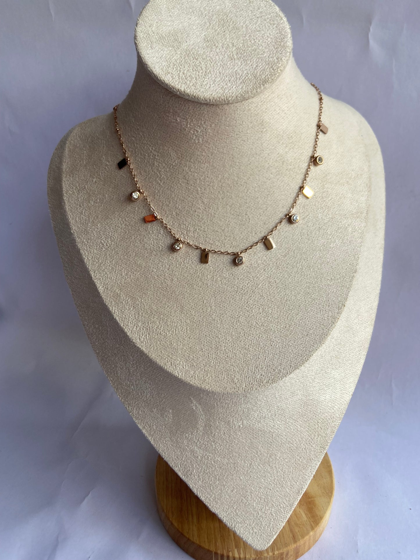 Anti tarnish rose gold charm neclace