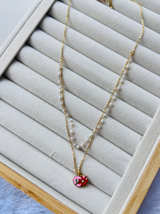 Anti tarnish kids pearl layer necklace