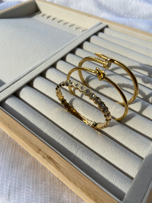 Anti tarnish bangles stack for watch pair (3pcs) combo