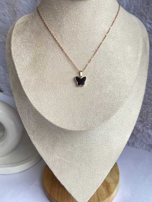 Anti tarnish double sided locket butterfly chain