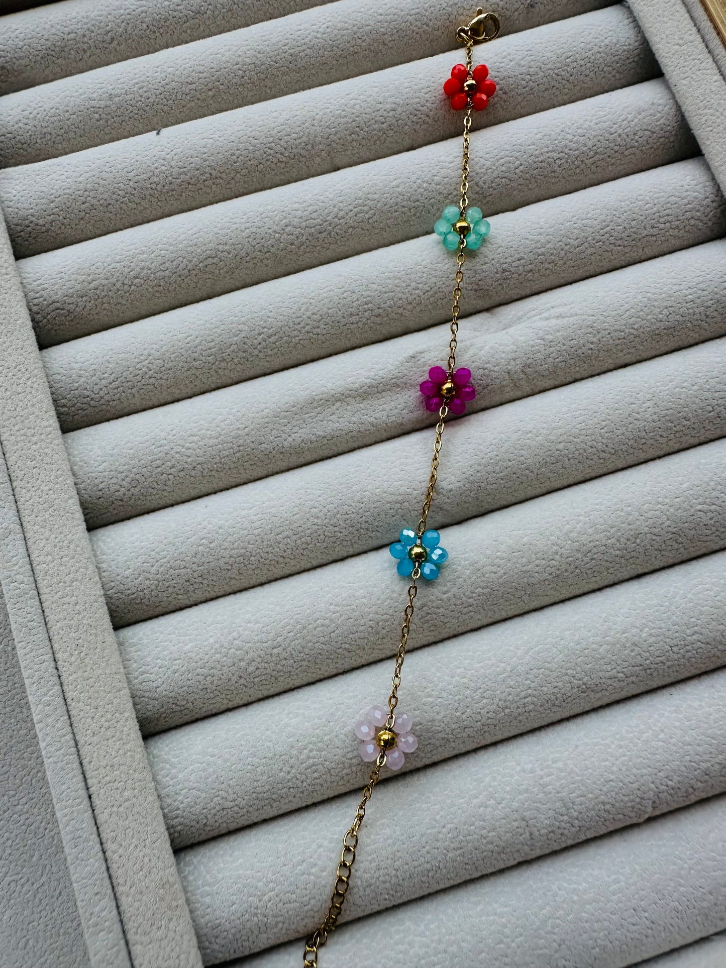 New anti tarnish multi crystal bead bracelet