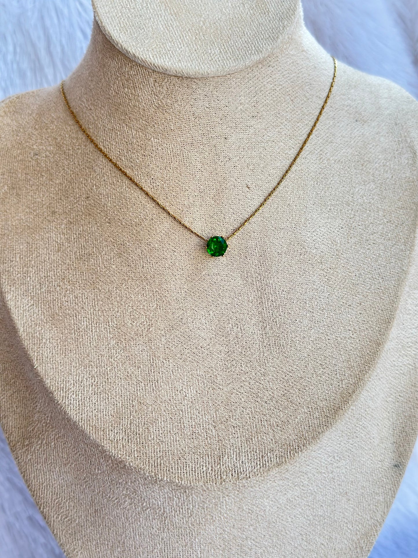 New anti tarnish premium green stone necklace