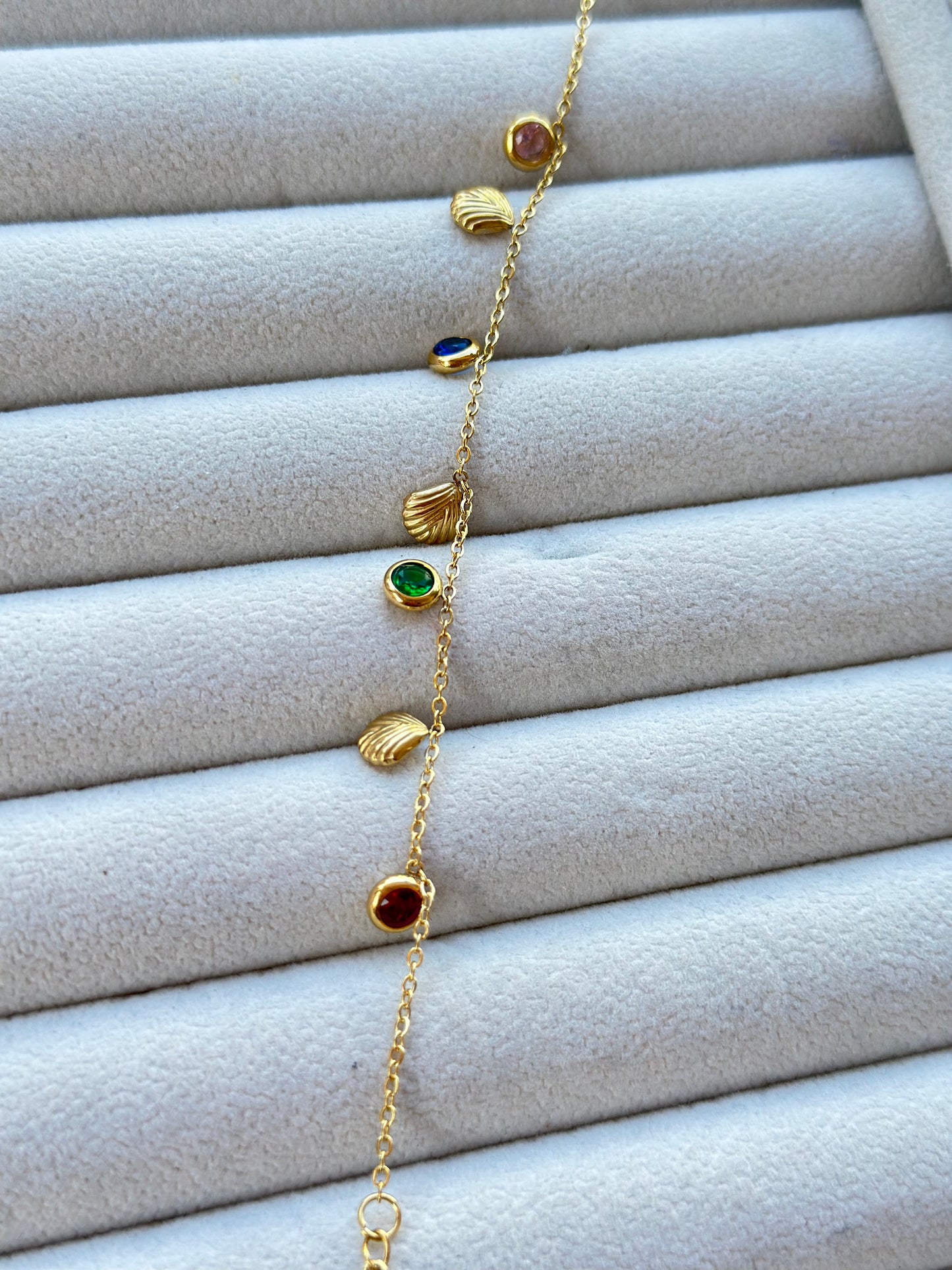 New Anti tarnish ocean shell multi stone bracelet