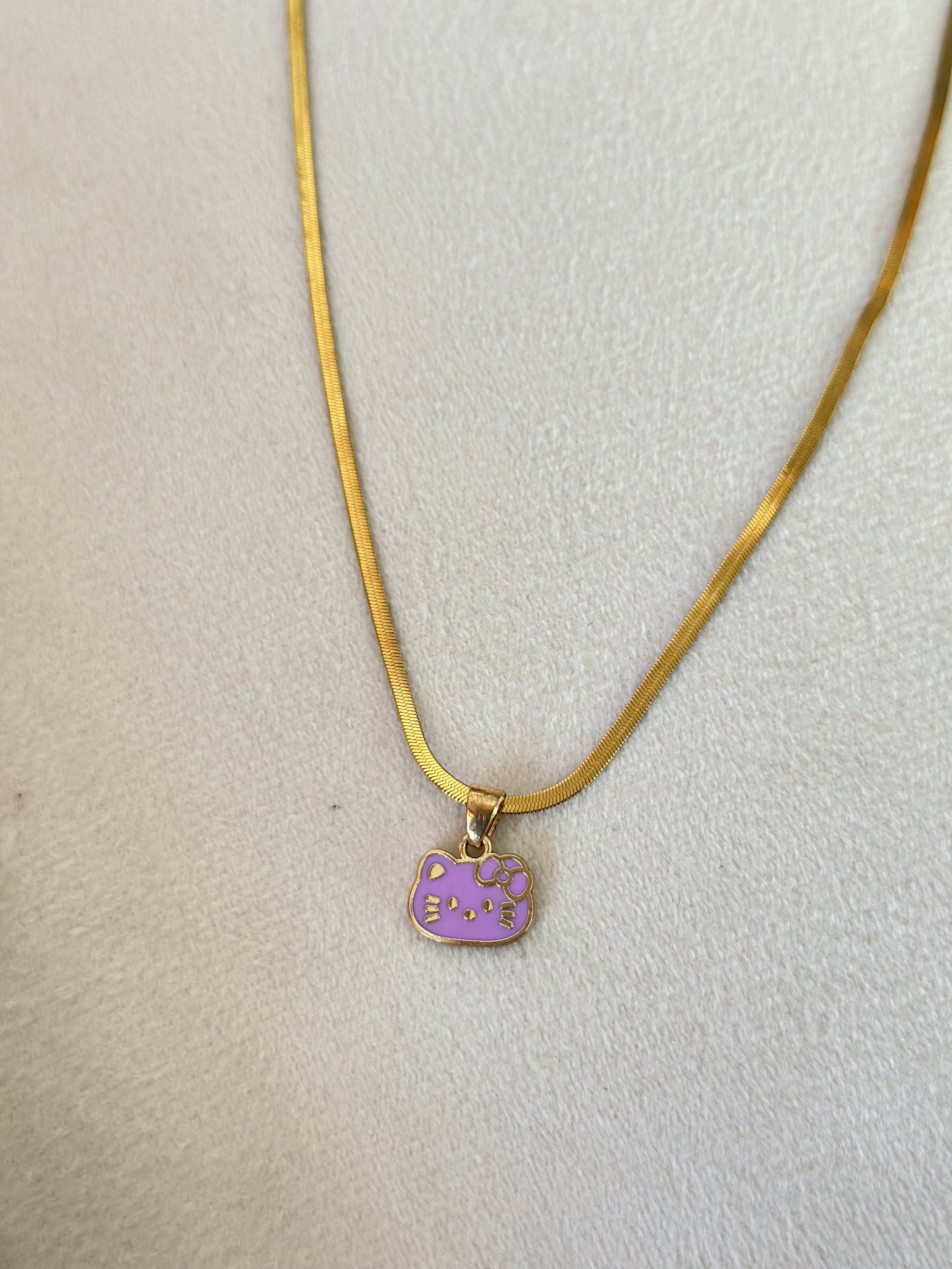 Anti tarnish cute kids kitty necklace