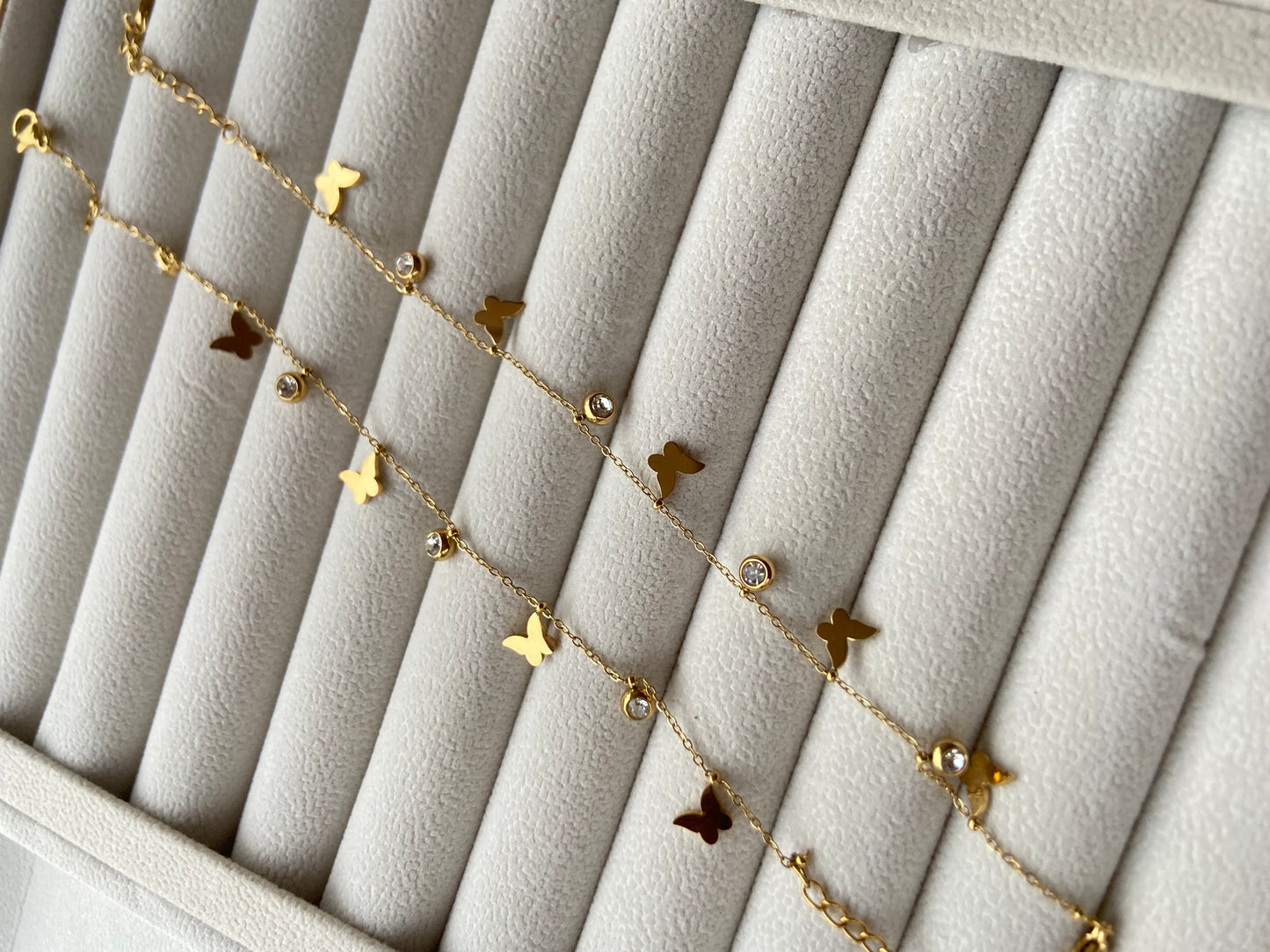Anti tarnish butterfly stone Anklet