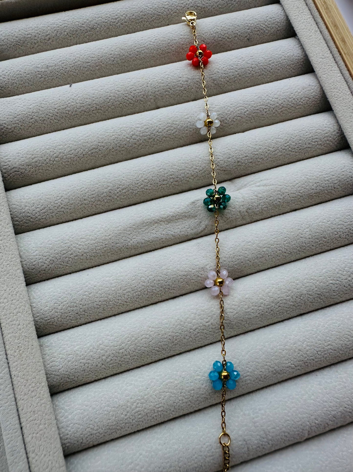 New anti tarnish multi crystal beaded bracelet