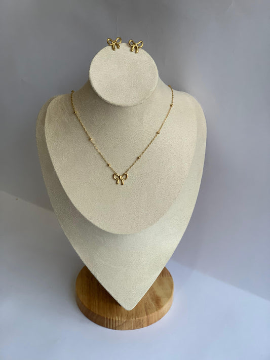 Anti tarnish bow chain and earrings Combo