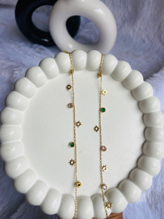 Anti Tarnish New Multi stone Sunshine Anklet