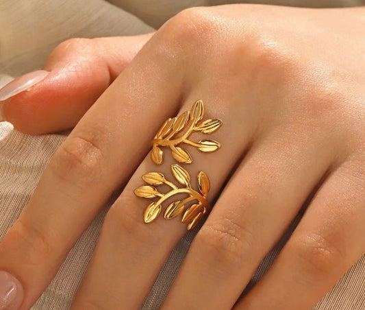 Anti Tarnish Ring Trending layered leaf Ring